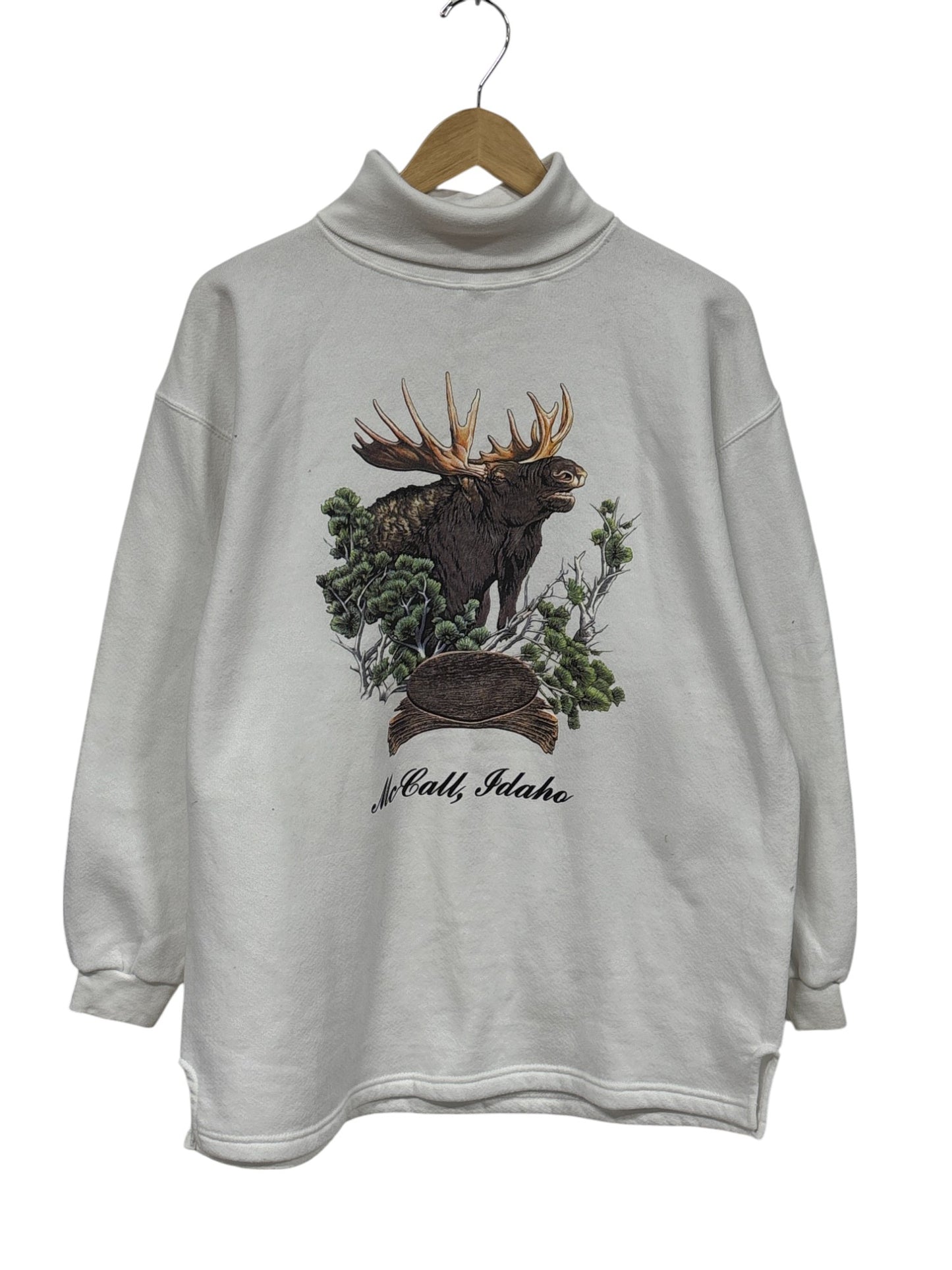 Vintage 90's McCall Idaho Moose Nature Graphic Sweater Size Medium