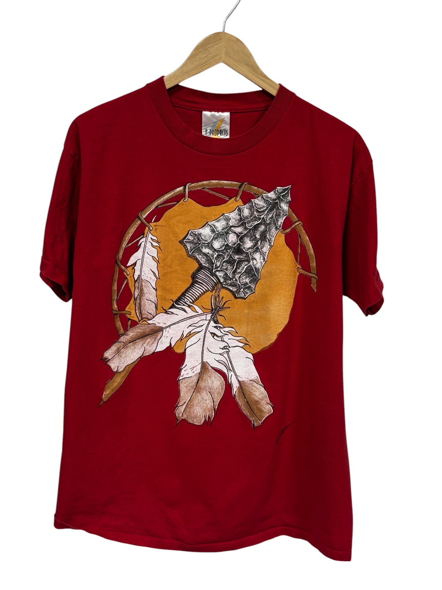 Vintage 90's Native American Arrowhead Big Print Graphic Tee Size Large