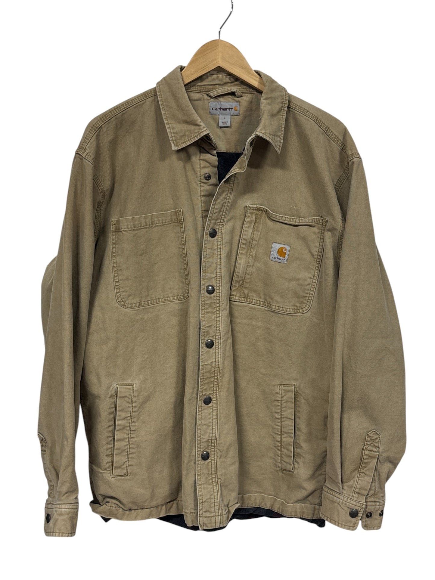 Carhartt Insulated Brown Button Up Heavy Work Shirt Size Large