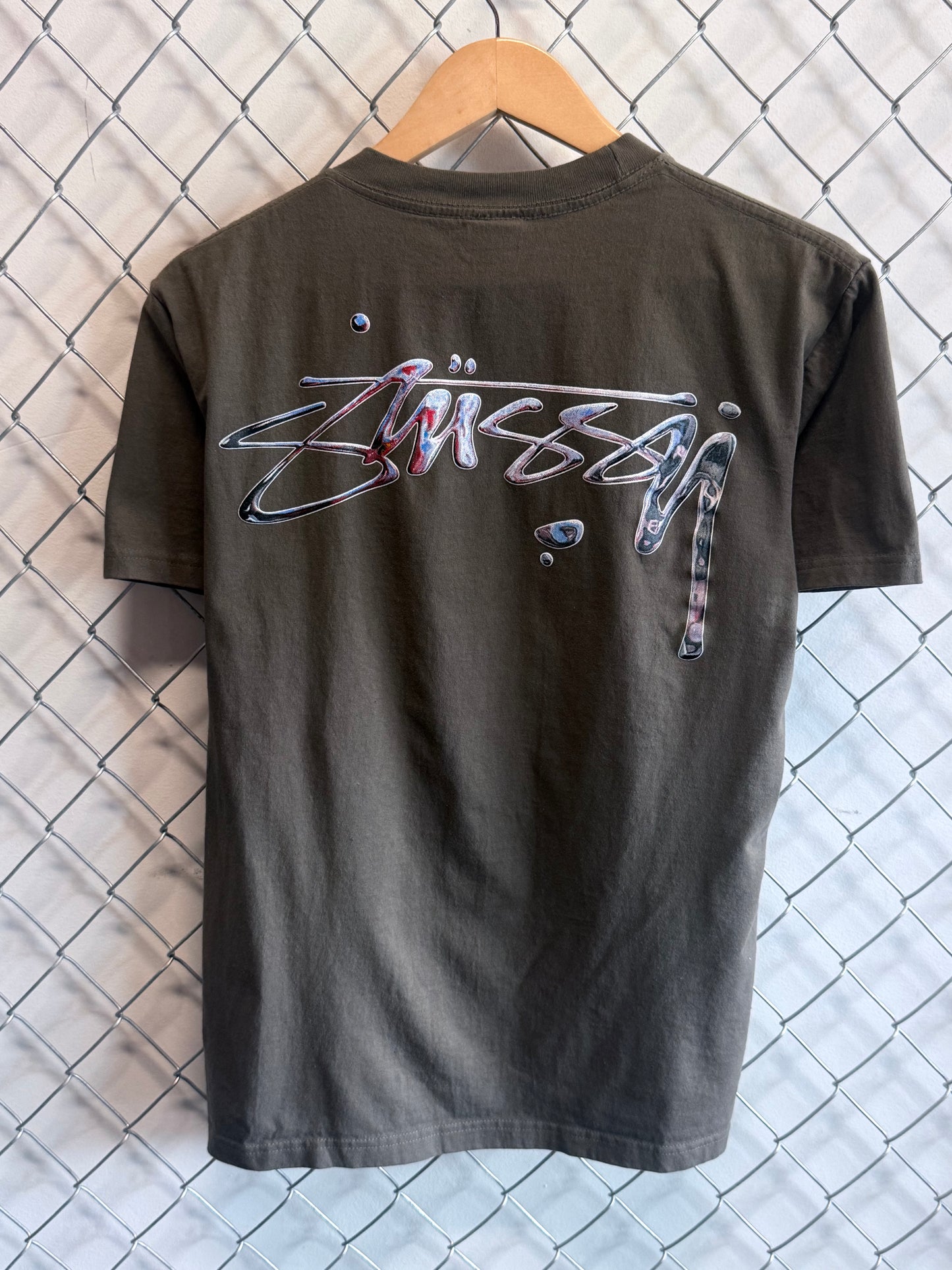 Stussy Liquid Metal Skate Streetwear Graphic Tee Size Medium