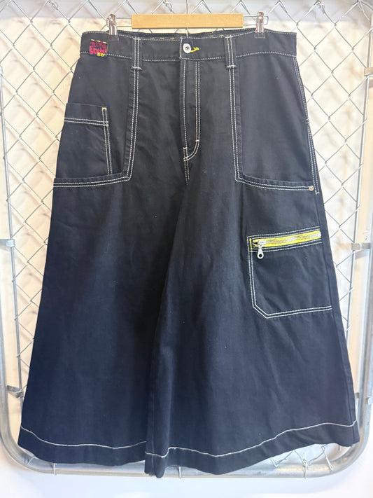 Vintage Y2K JNCO Black Denim Five O Crime Scene Jeans Size 36x24
