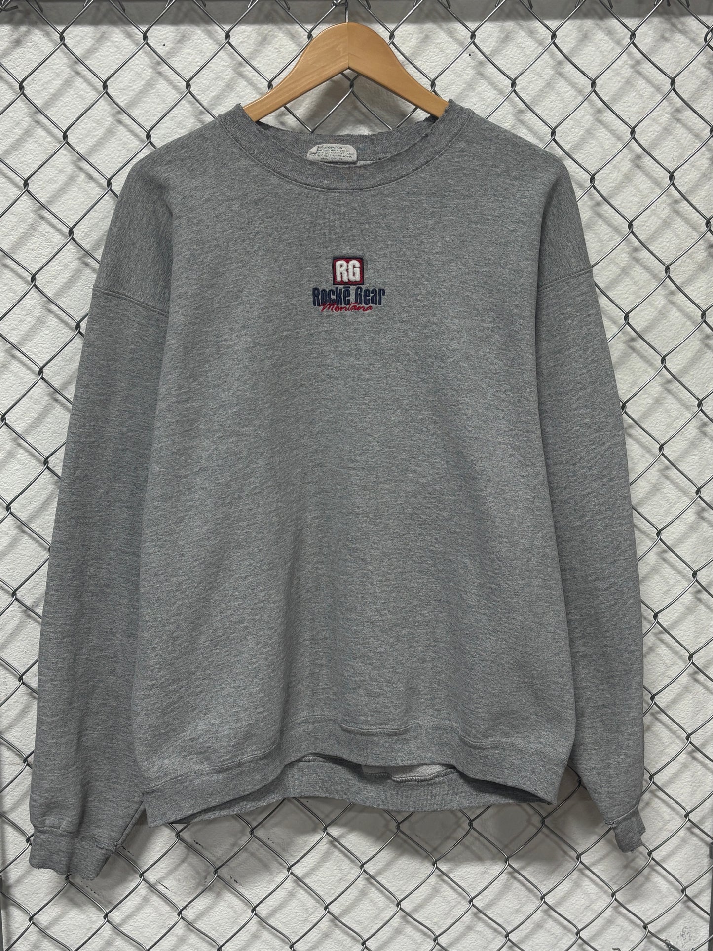 Vintage 90's Rocke Gear Montana Grey Crewneck Sweater Size Large