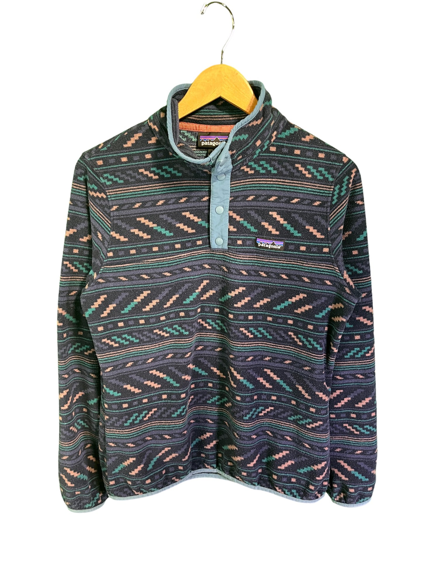 Patagonia Aztec Print Pullover Snap-T Fleece Sweater Size Medium