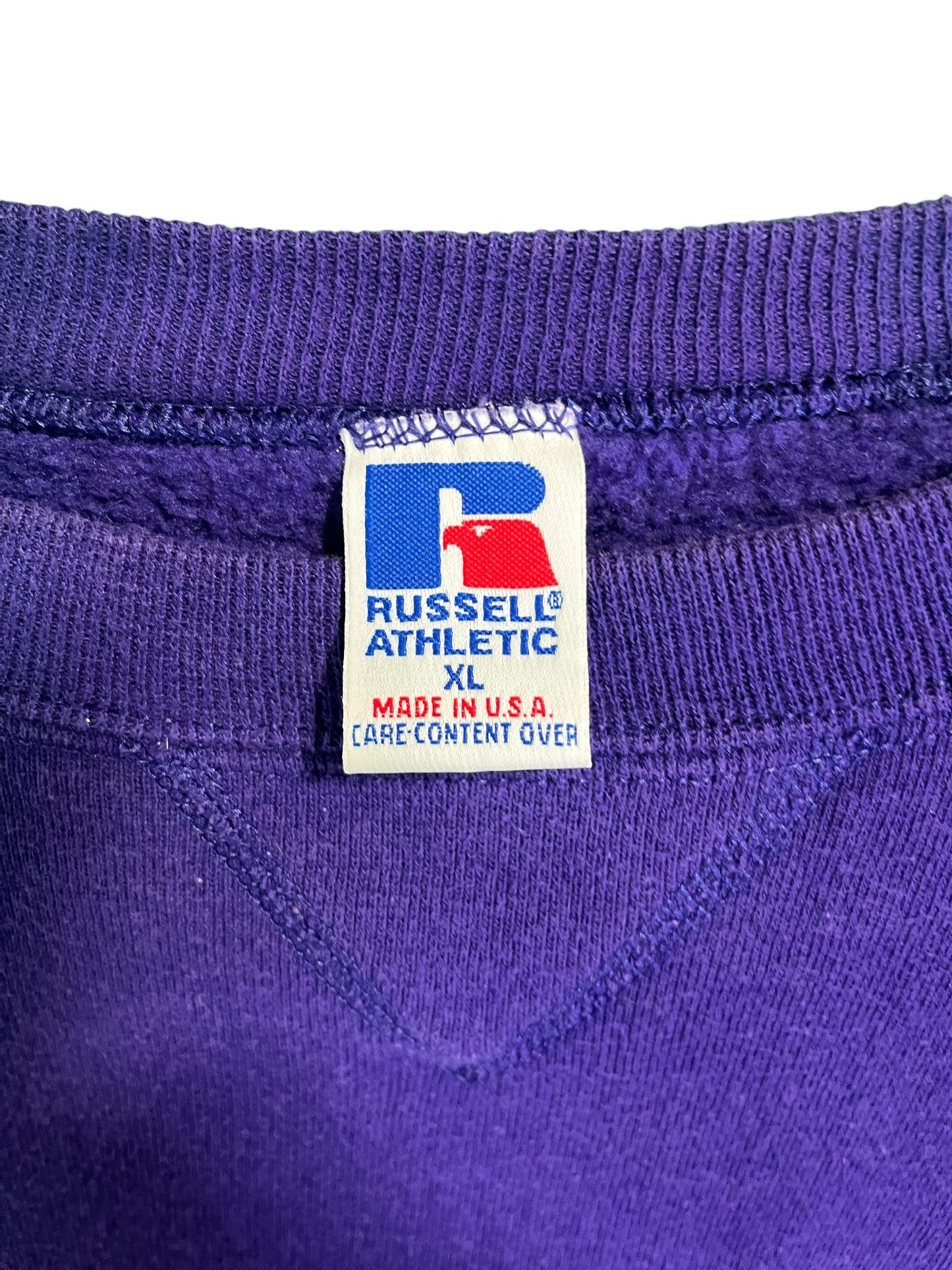 Vintage 90's Russell Athletic Purple Blank Crewneck Made in USA Size XL