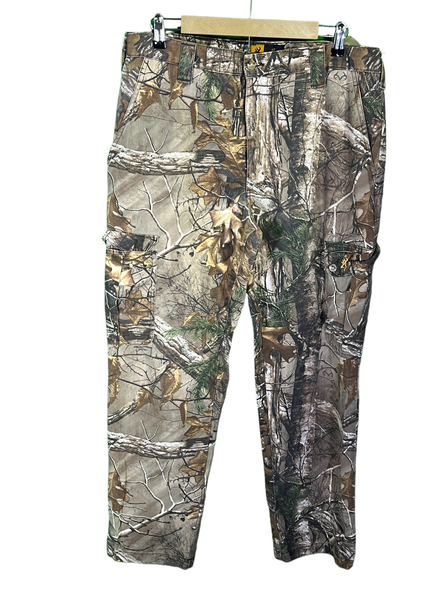 Browning Woodland Camo Cargo Hunting Pants Size 36x32