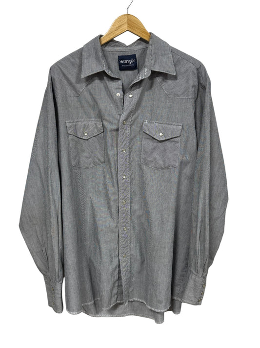 Vintage Wrangler Pearl Snap Striped Button Up Western Shirt Size XXL