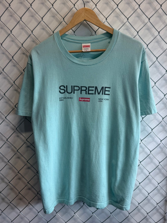 Supreme FW21 Est 1994 Turqoise Graphic Tee Size Medium