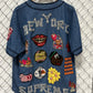 Supreme SS21 Patches Denim Baseball Jersey Shirt Size Large