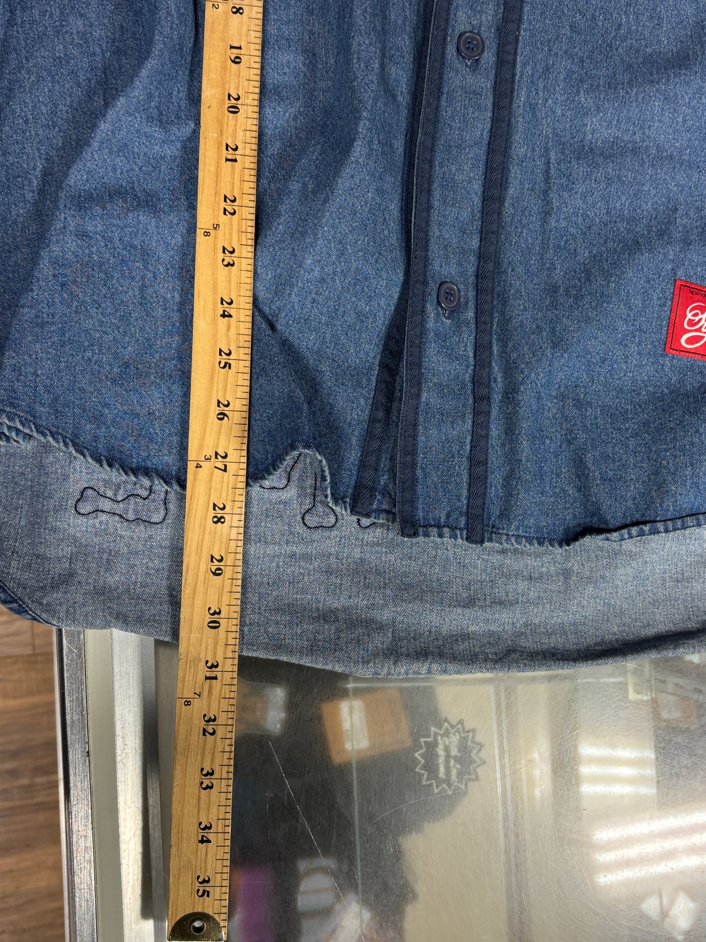 Supreme SS21 Patches Denim Baseball Jersey Shirt Size Large