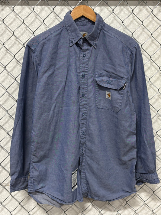 Carhartt FR Light Blue Button Up Work Shirt Size XL