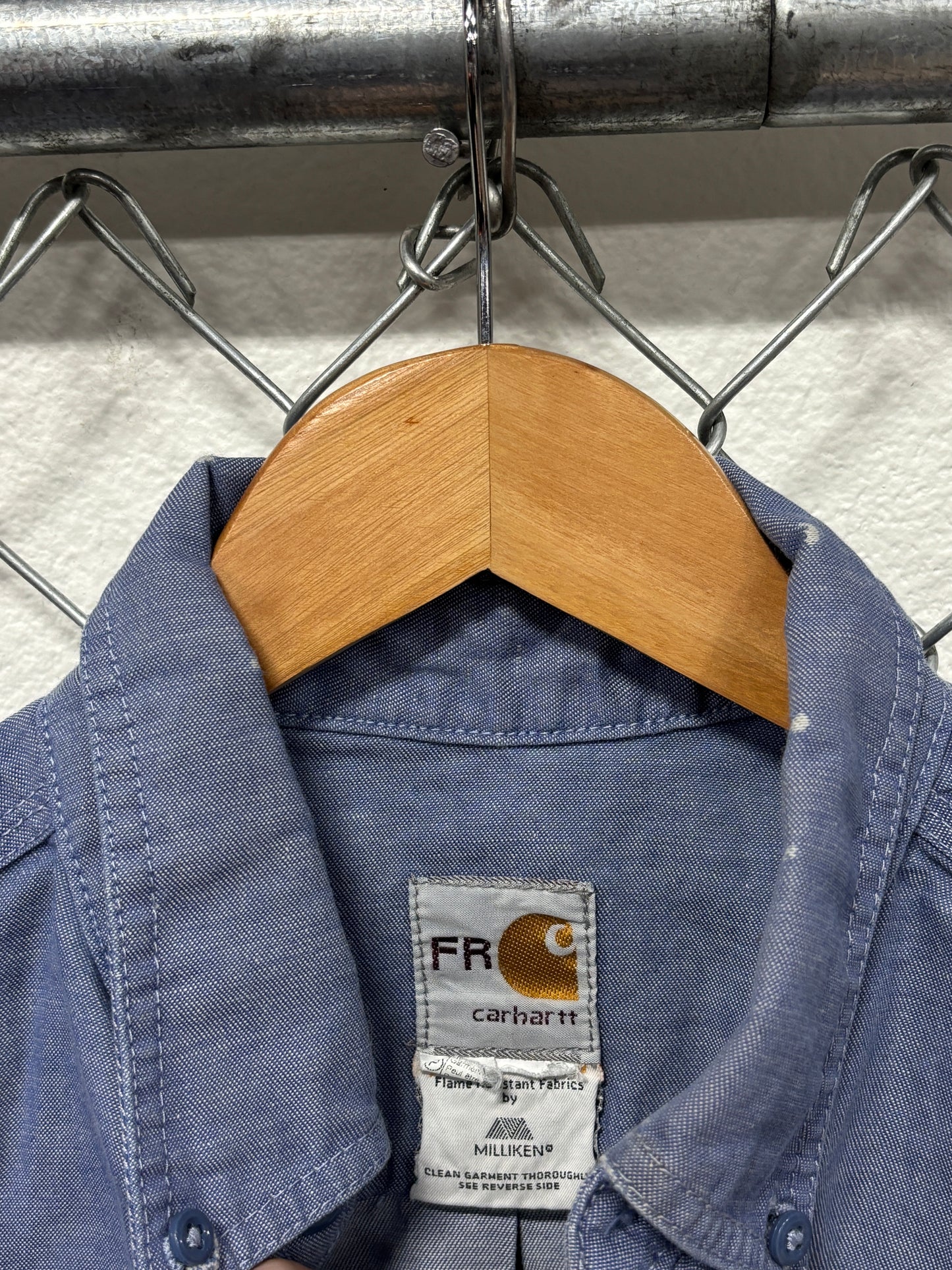 Carhartt FR Light Blue Button Up Work Shirt Size XL