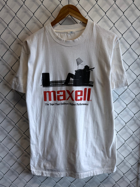 Vintage 90's Maxell Tape Delivers Higher Performance Speaker Tee Size Large