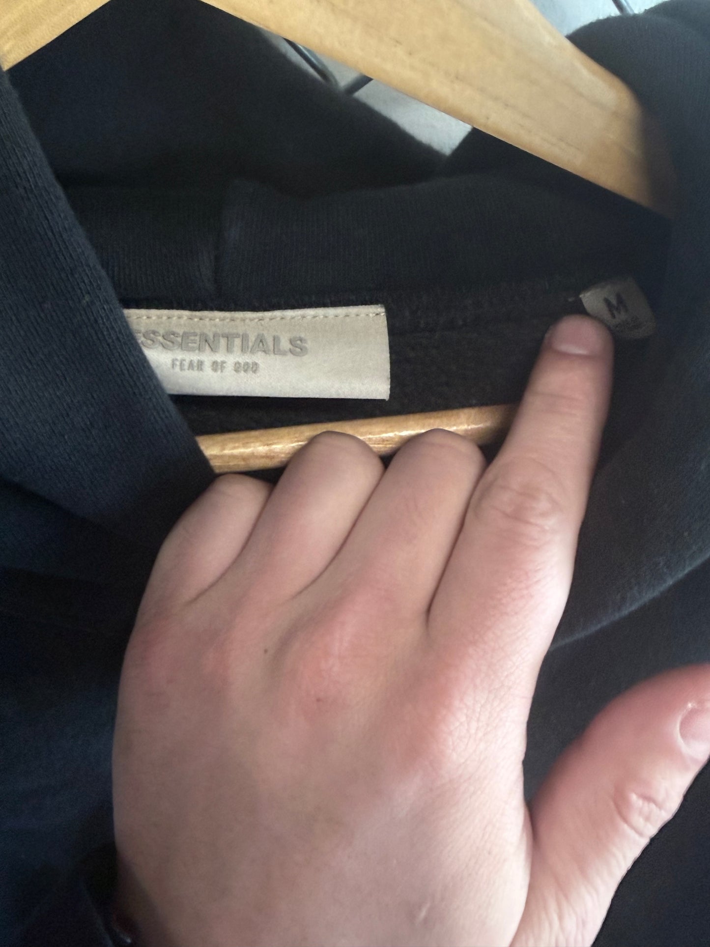 Fear of God Essentials Black Pullover Hoodie Size Medium