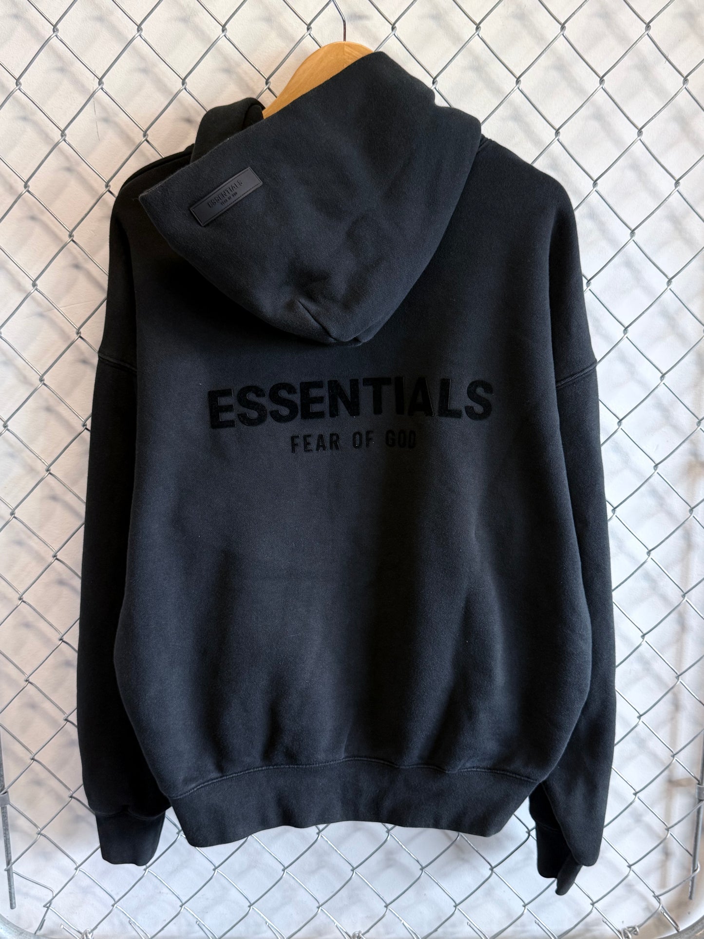 Fear of God Essentials Black Pullover Hoodie Size Medium