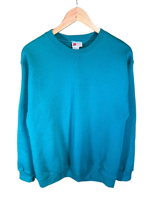 Vintage 90's Sturdy Sweaters Blue Green Blank Crewneck Sweater Size Medium