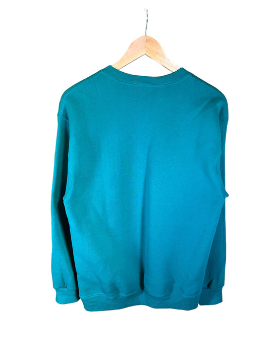 Vintage 90's Sturdy Sweaters Blue Green Blank Crewneck Sweater Size Medium