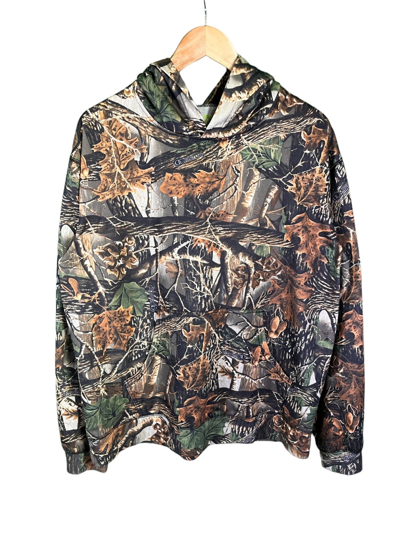 Green Mark Hunter Woodland Camo Pullover Hoodie Size XL