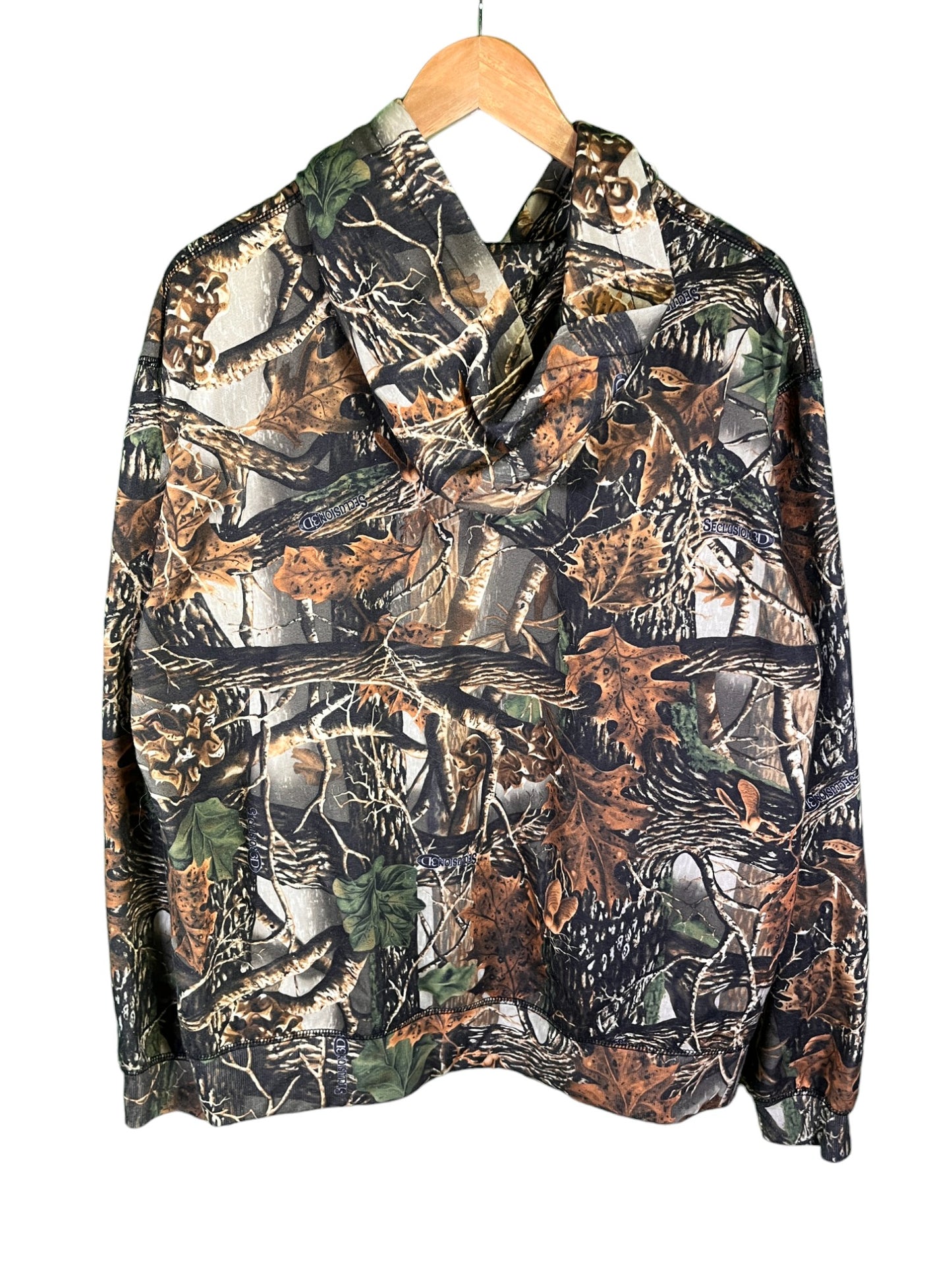 Green Mark Hunter Woodland Camo Pullover Hoodie Size XL