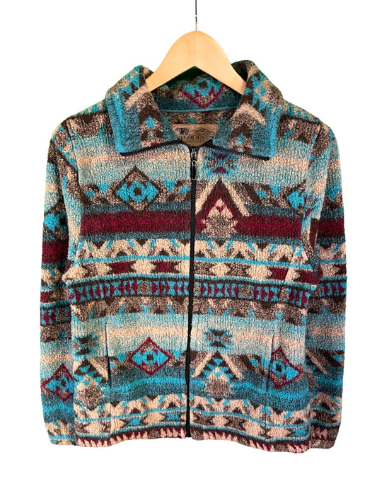 Vintage 90's Bear Ridge Outfitters Aztec Full Zip Fleece Sweater Size Small