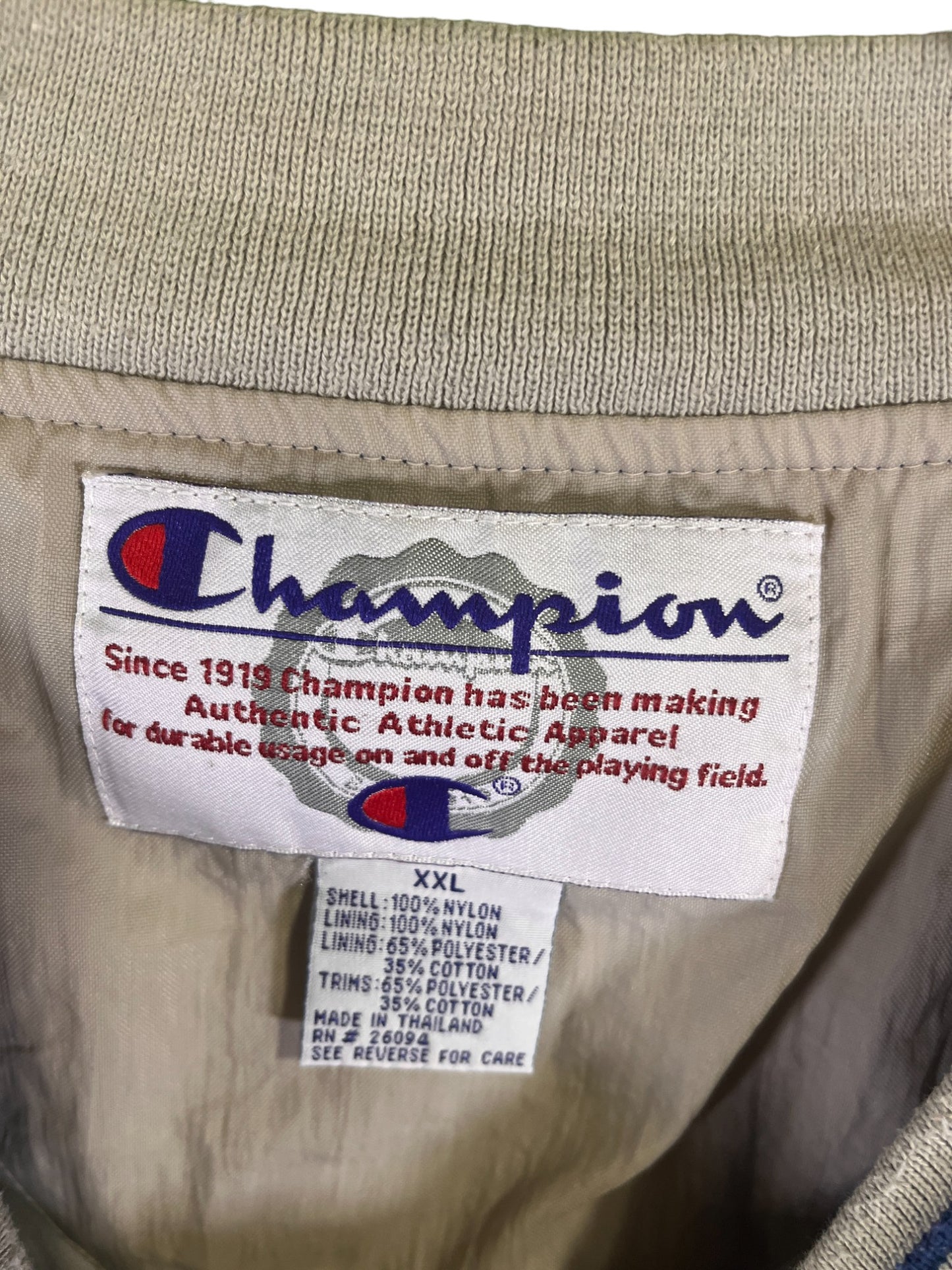 Vintage 90's Champion Spellout V Neck Windbreaker Jacket Size XXL