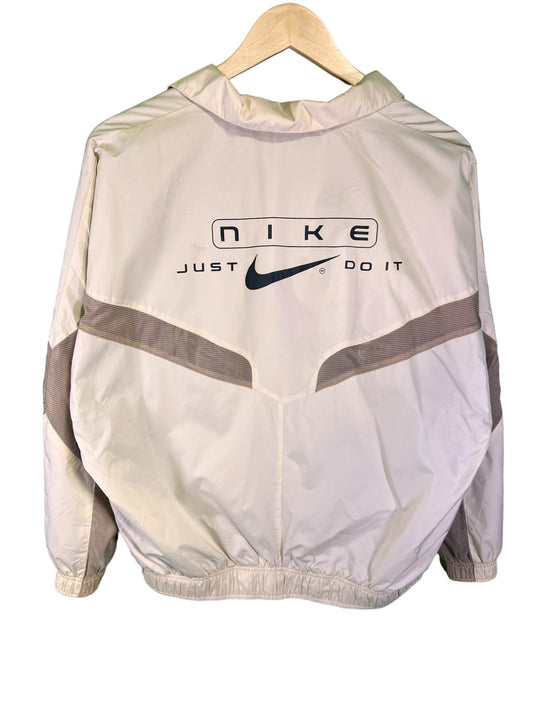 Nike Spellout Swoosh Brown Full Zip Windbreaker Jacket Size XS