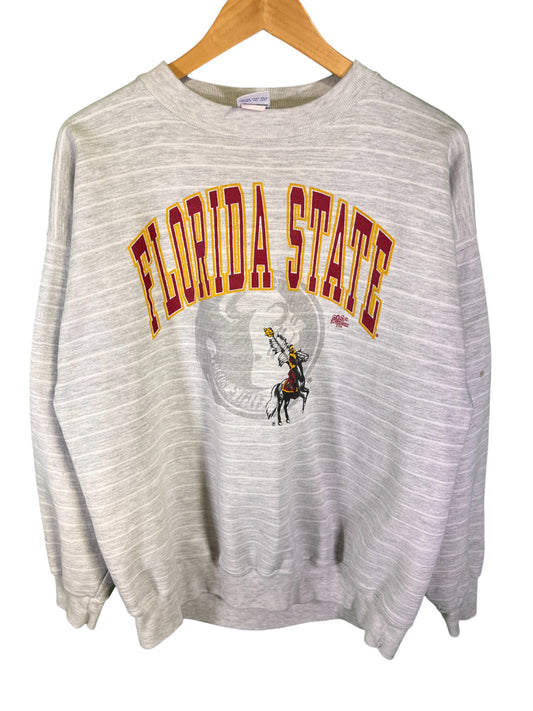 Vintage 90's Florida State Seminoles Striped Crewneck Sweater Size XL