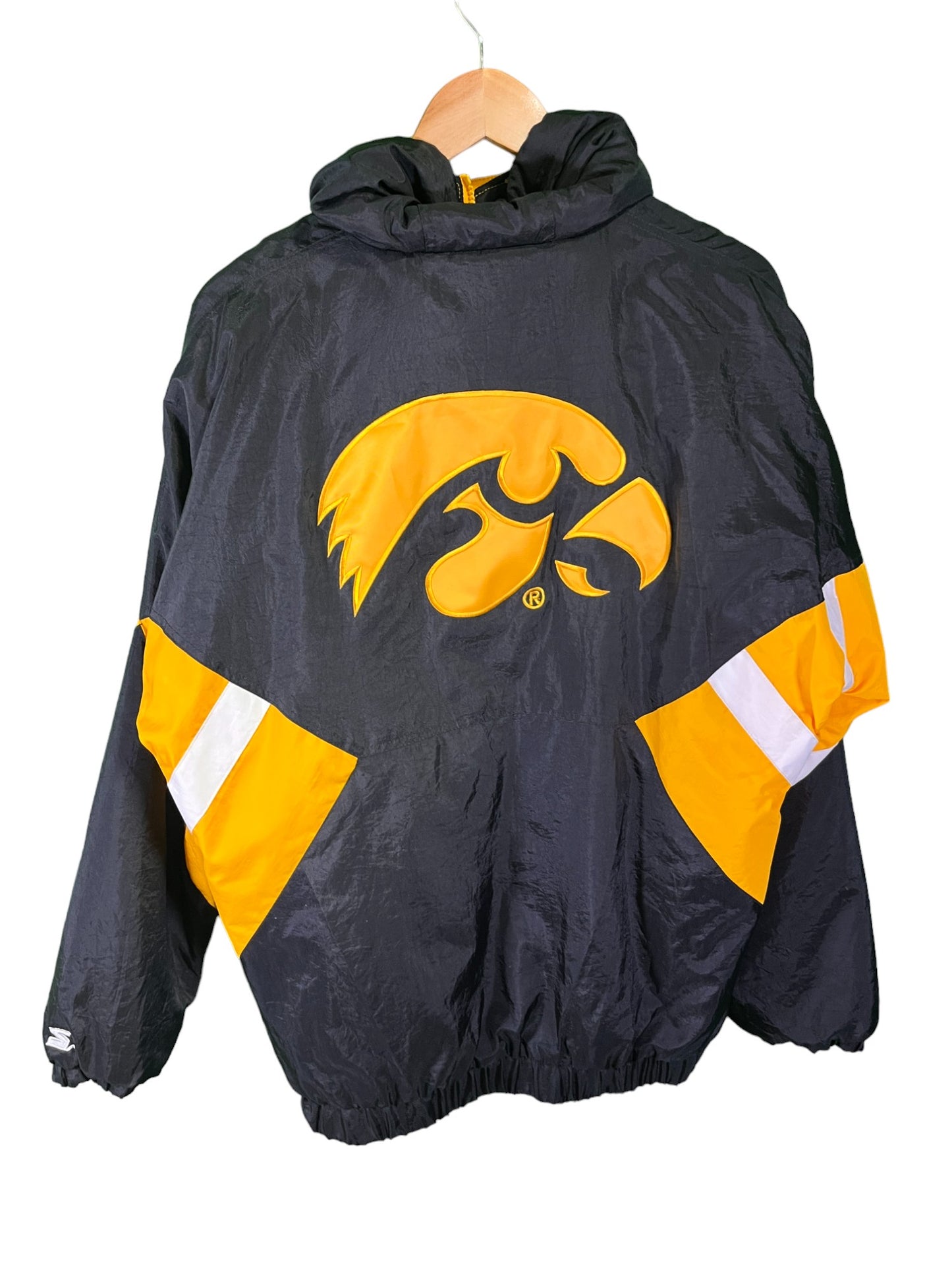 Vintage 90's Iowa Hawkeyes Black Yellow Big Puffer Jacket Size Medium