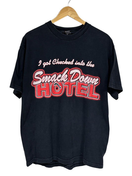 Vintage 90's WWF The Rock Smack Down Hotel Wrestling Tee Size Large