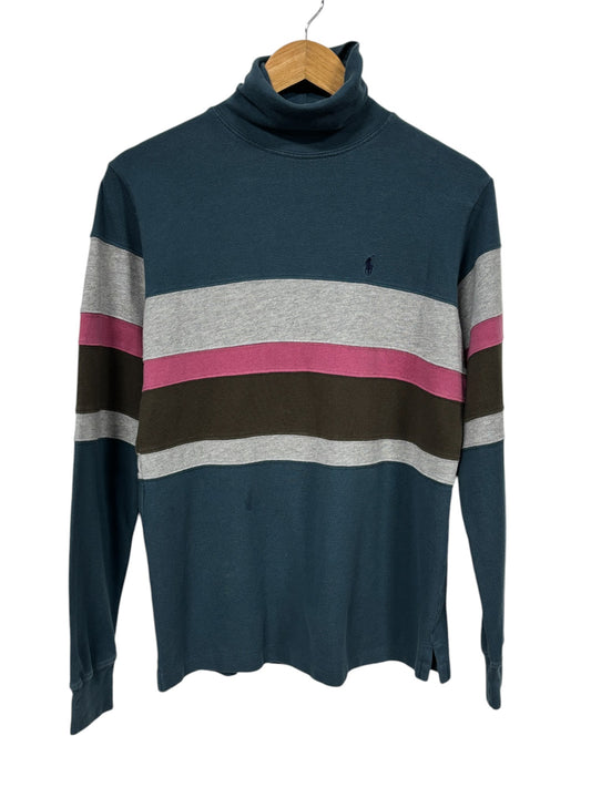 Vintage Polo Ralph Lauren Striped Mock Neck Long Sleeve Shirt Size L (Womens)