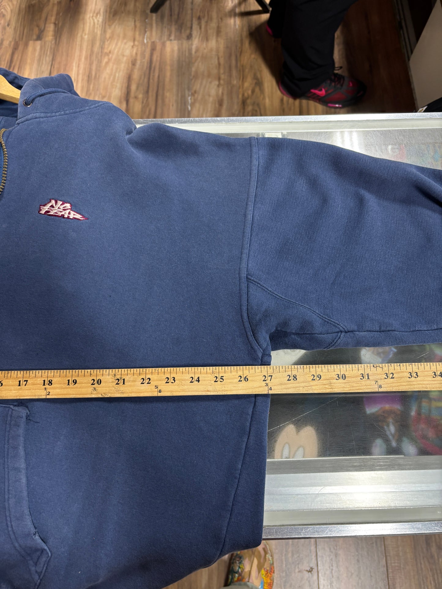 Vintage 90's No Fear Faded Blue Quarter Zip Hoodie Size XL