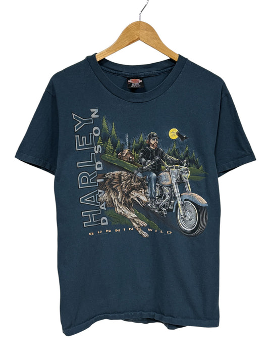 Vintage 90's Harley Davidson Running Wild Biker Graphic Tee Size Medium