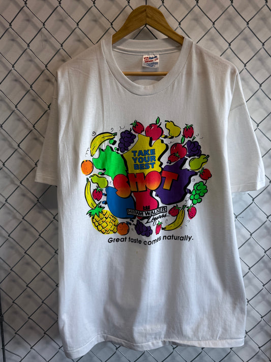 Vintage 90's Take Your Best Shot Liquor Promo Graphic Tee Size XL