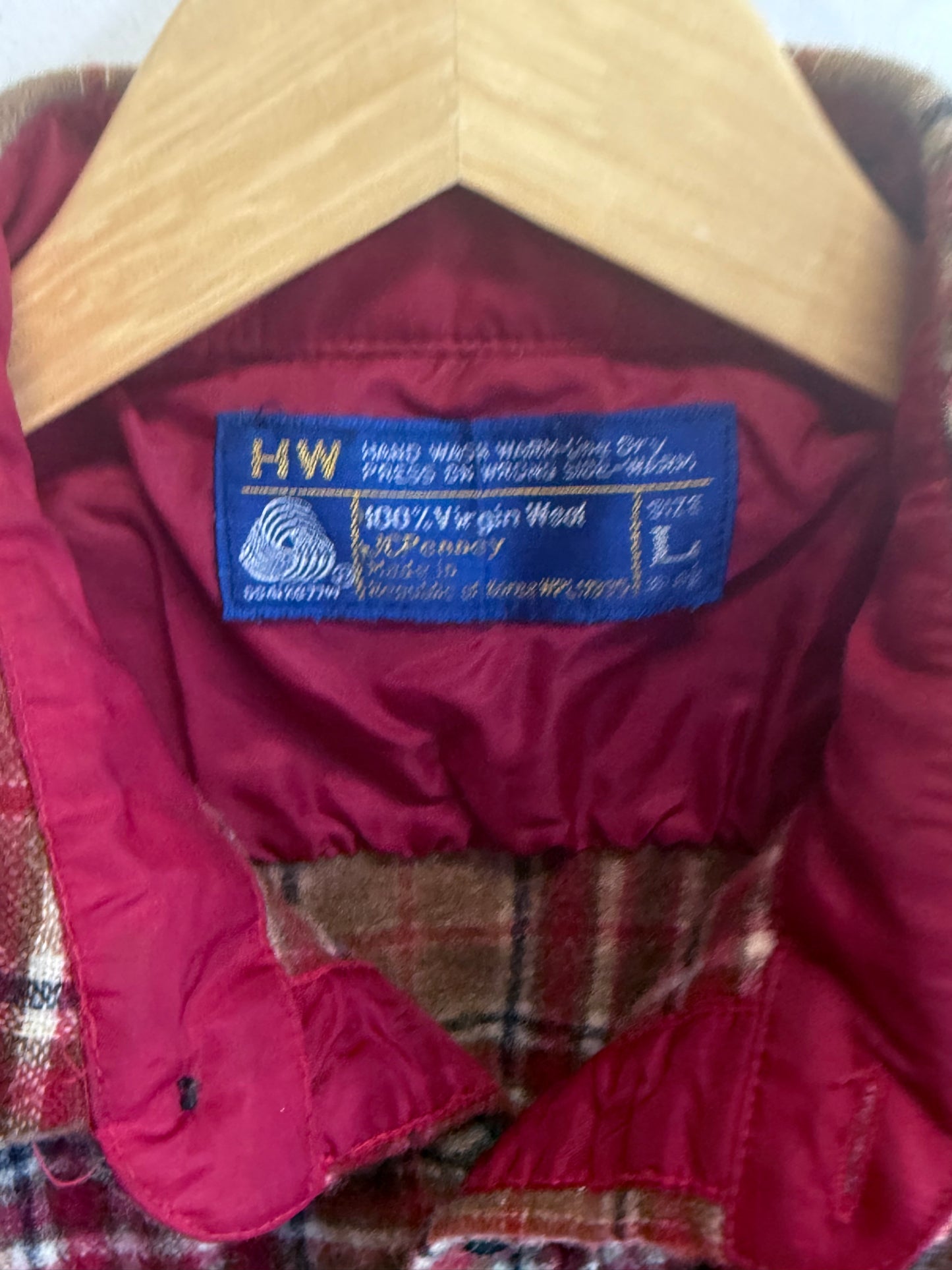 Vintage 60's JC Penney Wool Board Shirt Flannel Size Large