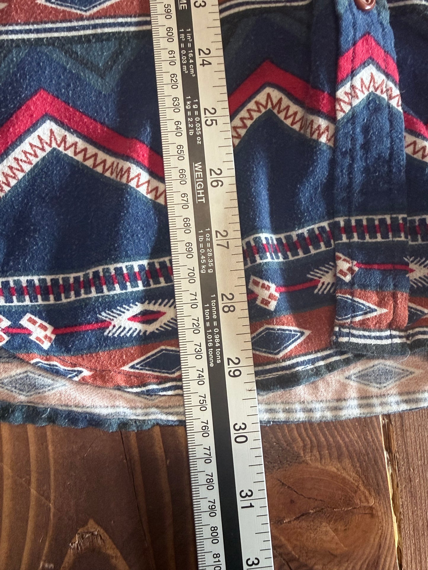 Vintage Aztec Print Button Up Western Style Shirt Size Large