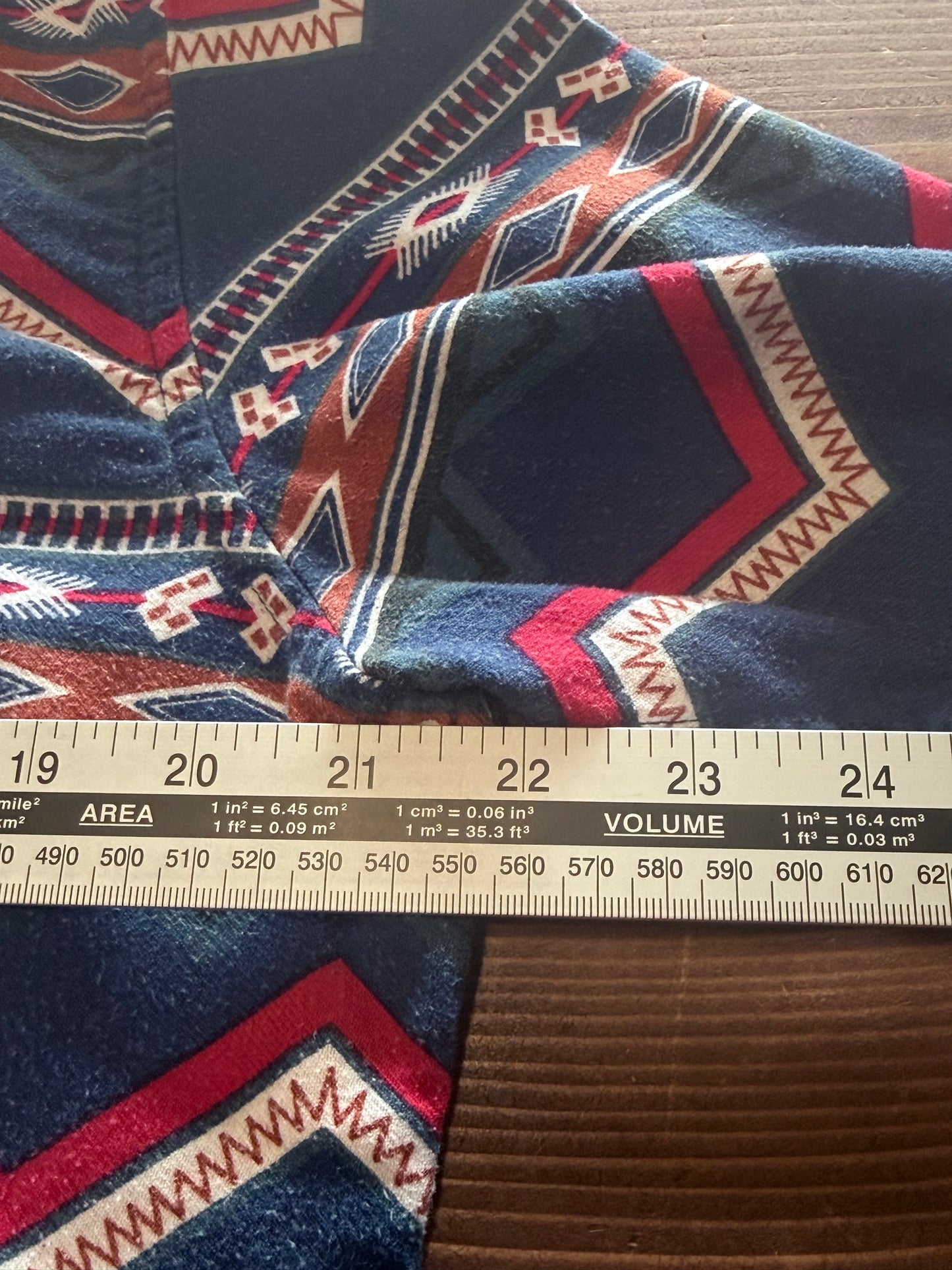 Vintage Aztec Print Button Up Western Style Shirt Size Large