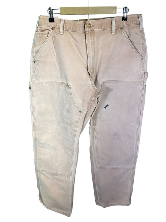 Vintage Carhartt Light Brown Double Knee Carpenter Pants Size 35x29