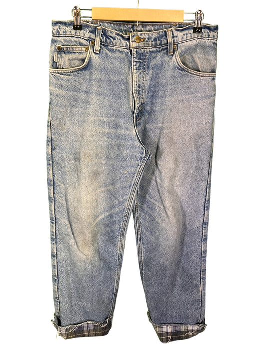 Vintage Carhatt Flannel Lined Light Wash Denim Jeans Size 34x30