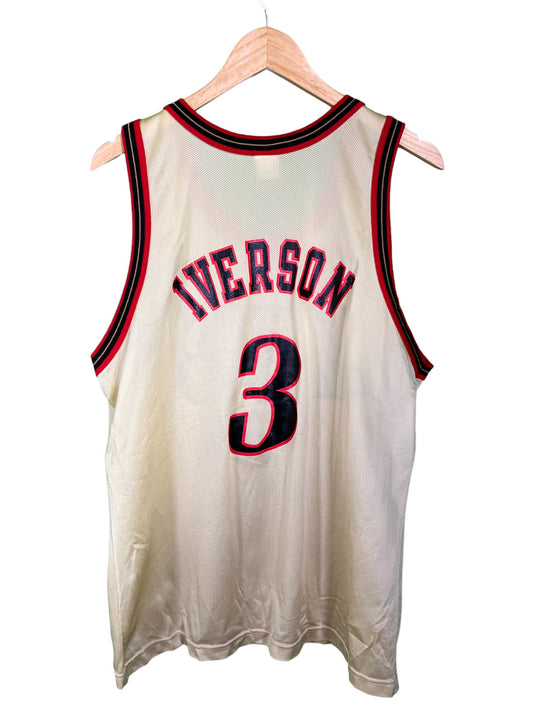 Vintage 90's Champion Rare Golden 76ers Iverson Jersey Size 44 (M/L)