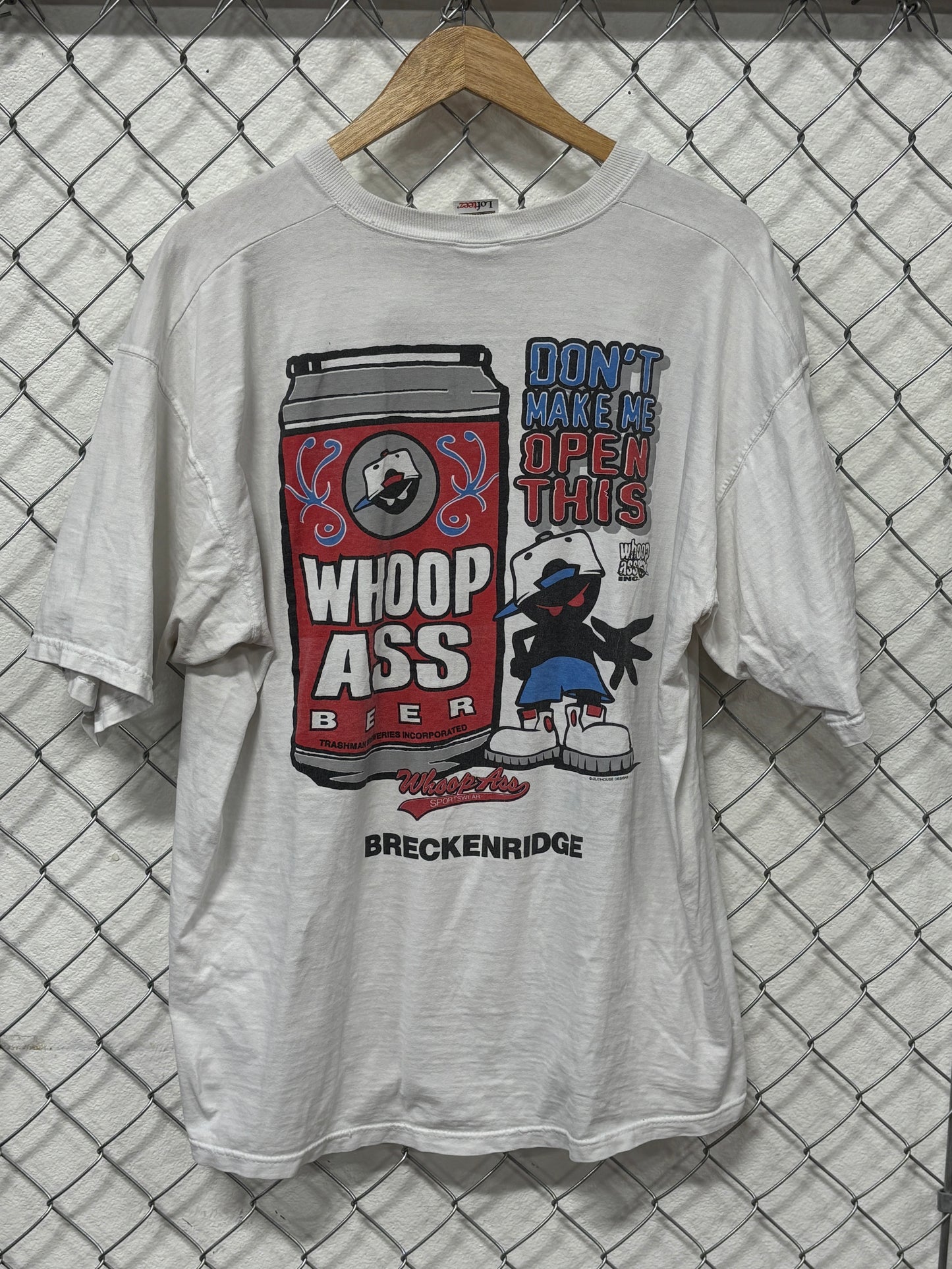 Vintage Y2K Whoop Ass Beer Don't Make Me Open Graphic Tee Size XL