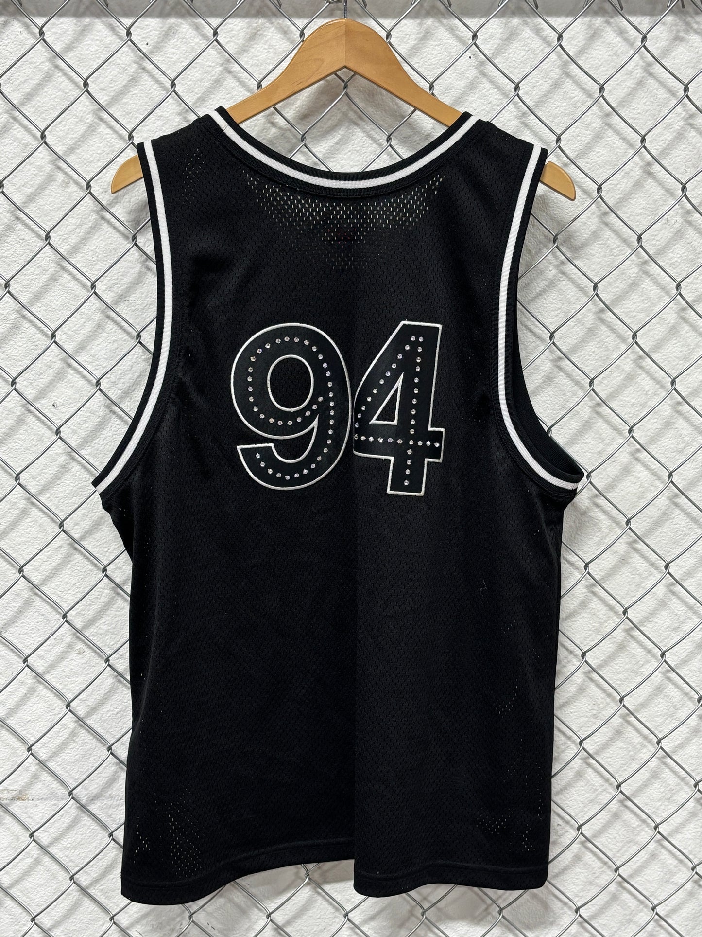 Supreme SS19 Black Rhinestone Basketball Jersey Size Large