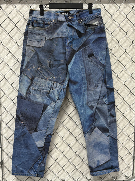 Palace FW20 Double Denim All Over Print Jeans Size 30x28