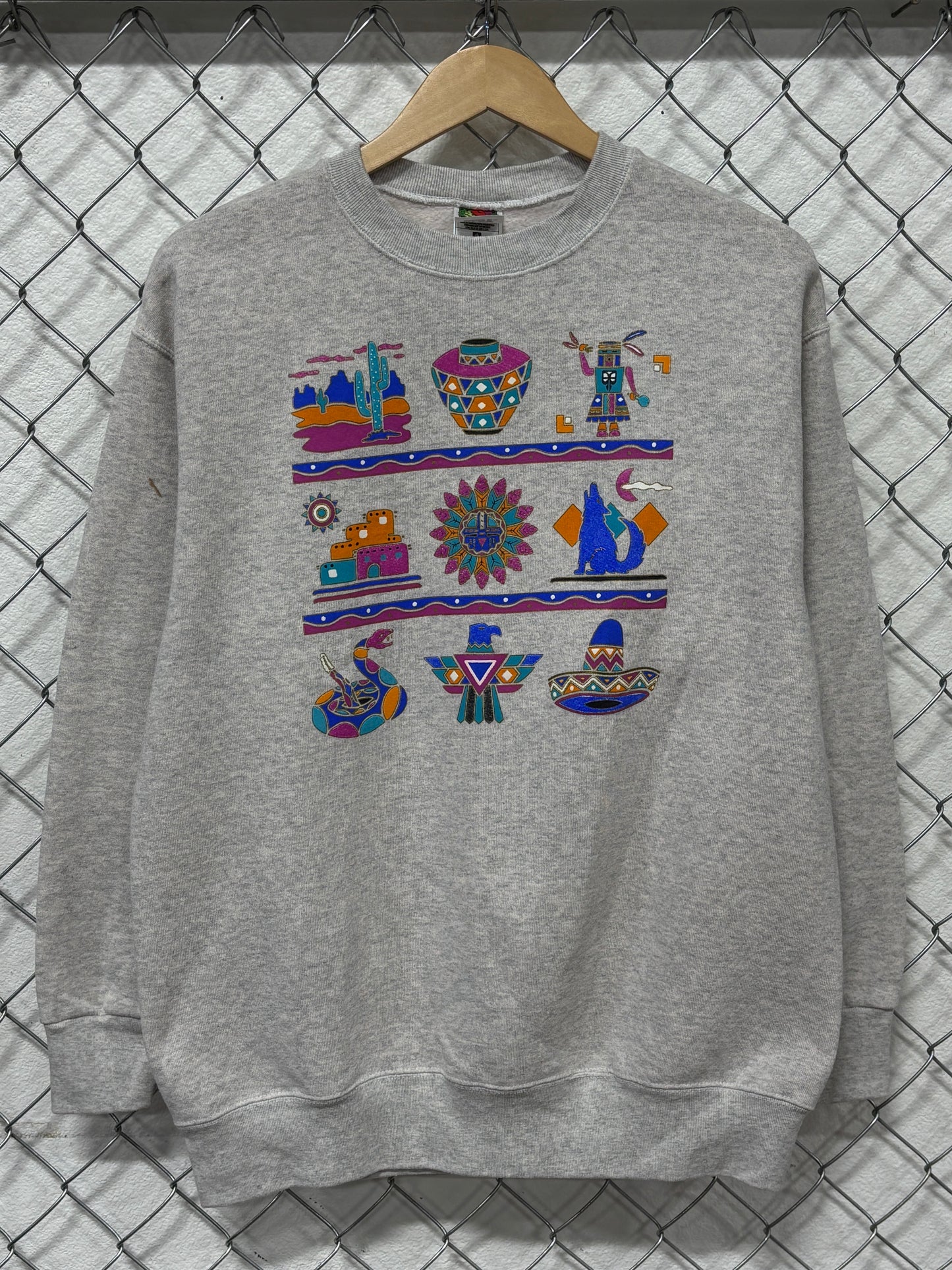 Vintage 90's Southwest Aztec Design Crewneck Sweater Size Large