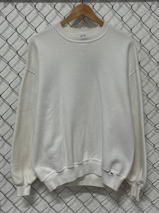 Vintage 90's Russell Athletic White Blank Crewneck Sweater Size XL