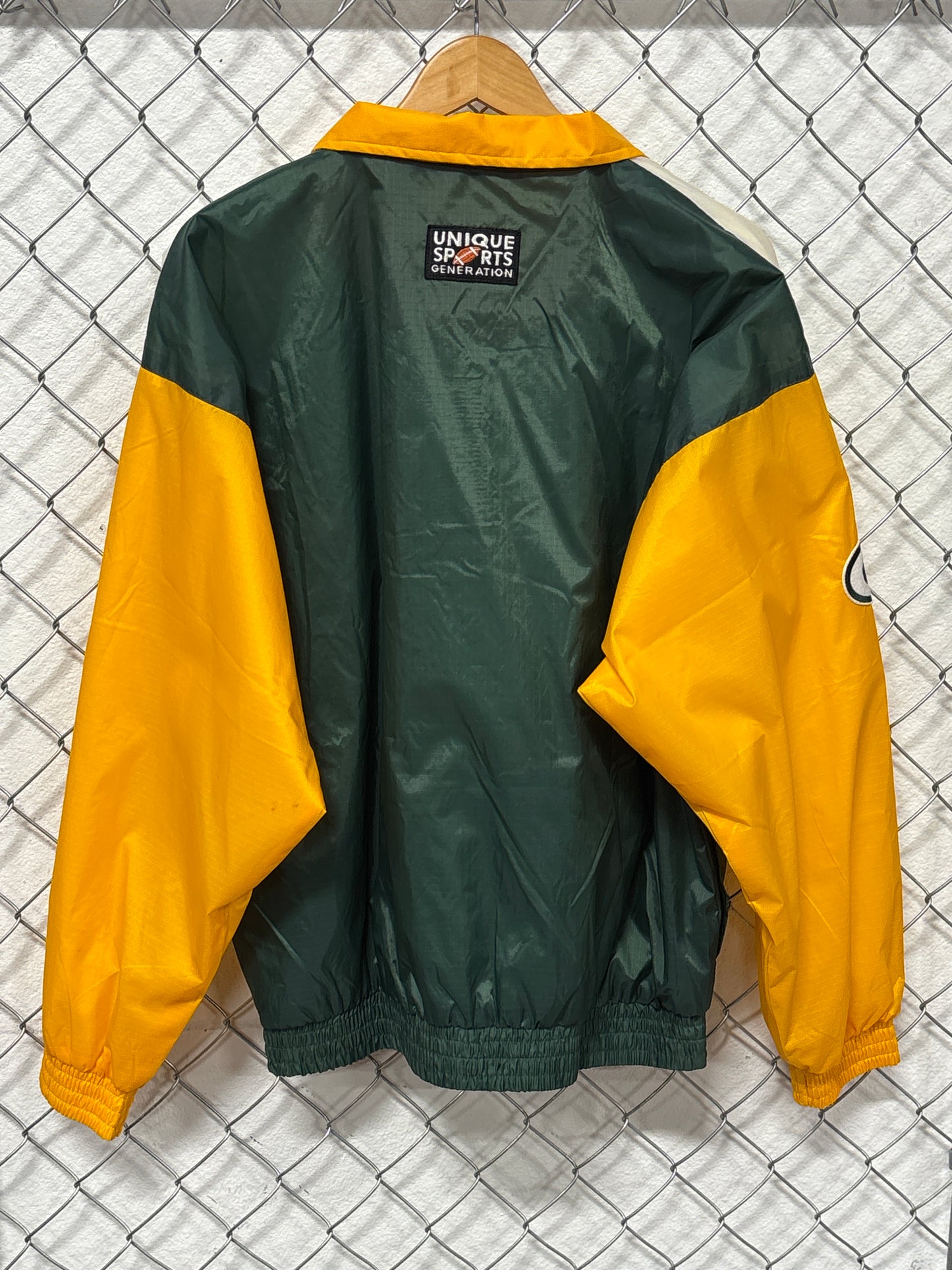 Vintage 90's Green Bay Packers Quarter Zip Windbreaker Jacket Size Large