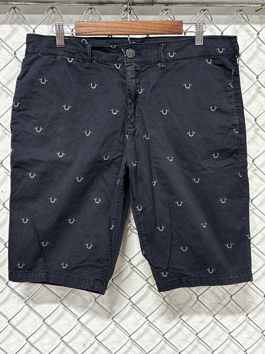 True Religion Black Dean Chino Shorts Size 36