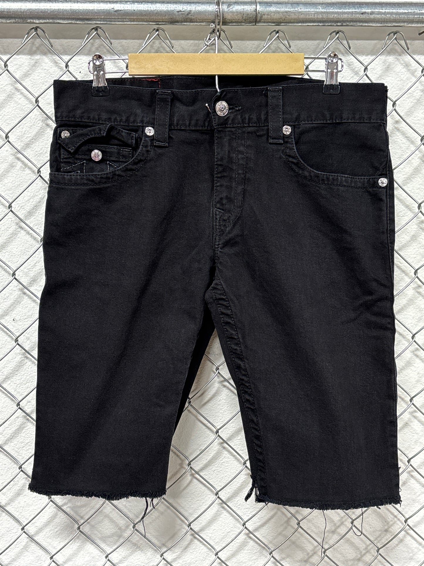 True Religion Black Denim Cutoff Shorts Size 35