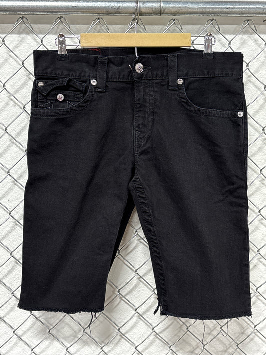 True Religion Black Denim Cutoff Shorts Size 35