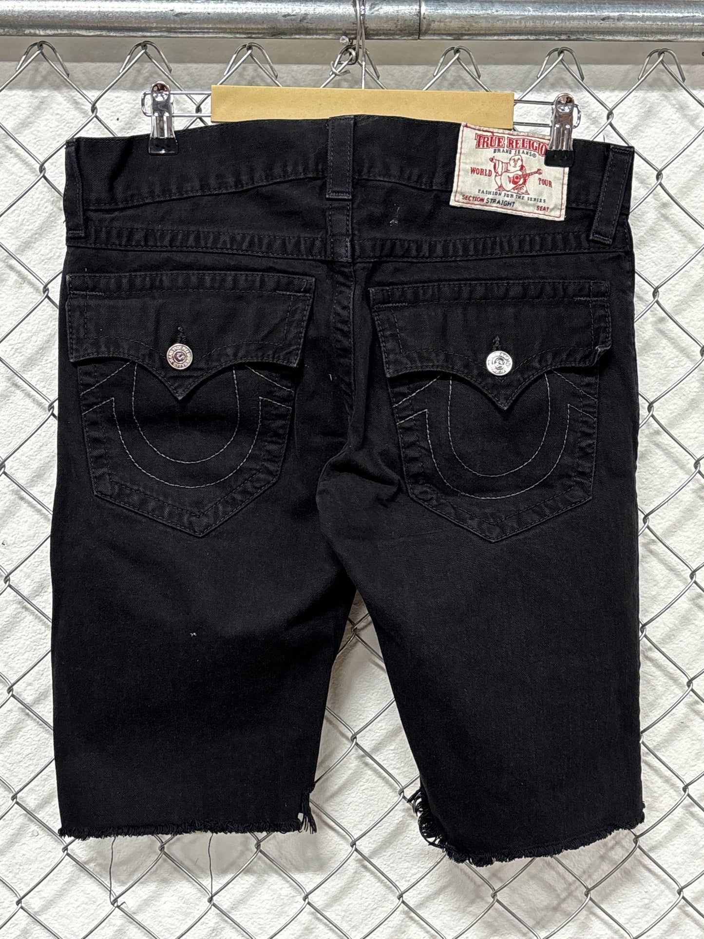True Religion Black Denim Cutoff Shorts Size 35