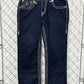 True Religion Billy Super T Dark Wash White Stitch Jeans Size 34x30