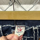 True Religion Billy Super T Dark Wash White Stitch Jeans Size 34x30